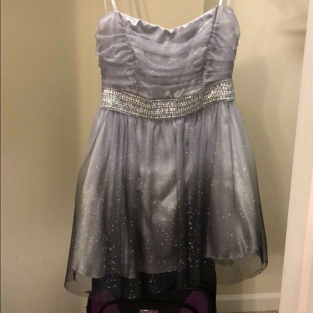 grey sparkly cocktail dress